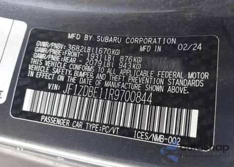 2024 Subaru Brz Limited from USA, damaged, VIN JF1ZDBE11R9700844